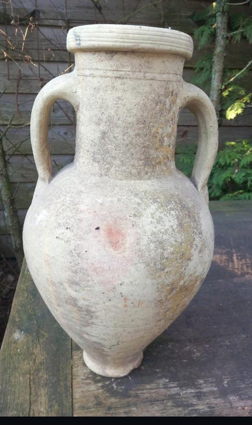 Antieke terracotta amfora vaas met handvatten, Ophalen of Verzenden