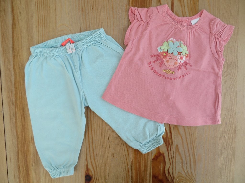 Lichtblauw broekje Hema + shirtje Cakewalk maat 62, Ophalen of Verzenden, Zo goed als nieuw, Meisje, Setje