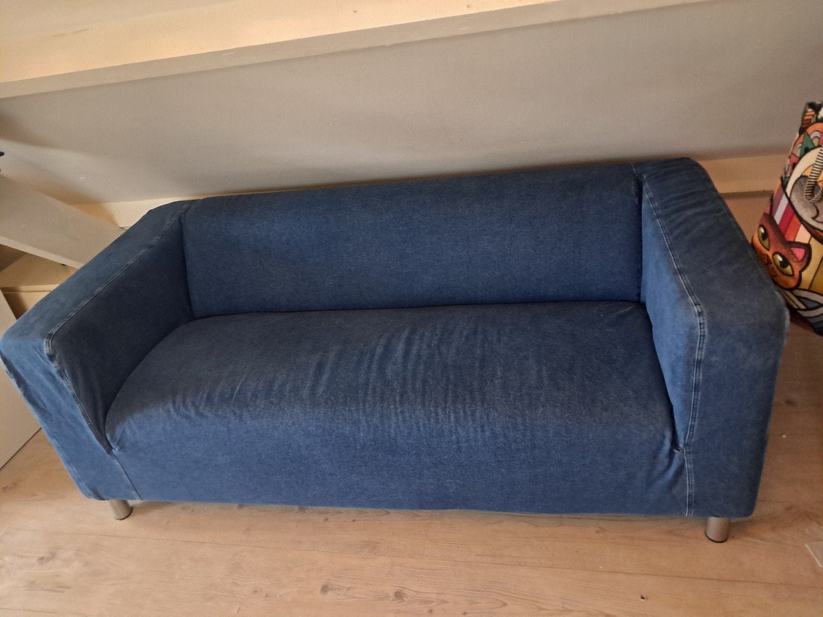 Ikea Klippan 2 zits bank met jeans-cover, Ophalen, Gebruikt, 150 tot 200 cm, 75 tot 100 cm