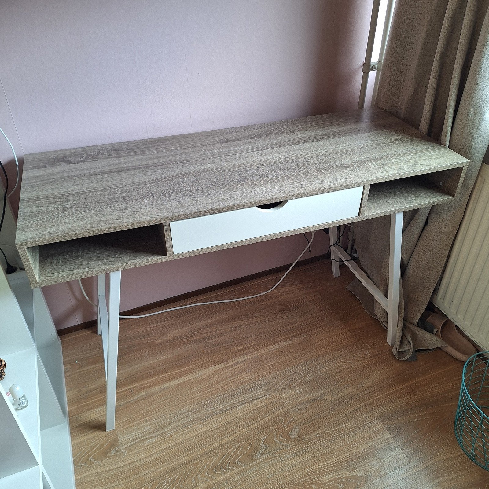 Zgan bureau 48x120 licht eiken kleur/wit, Huis en Inrichting, Ophalen, Zo goed als nieuw, 120 cm