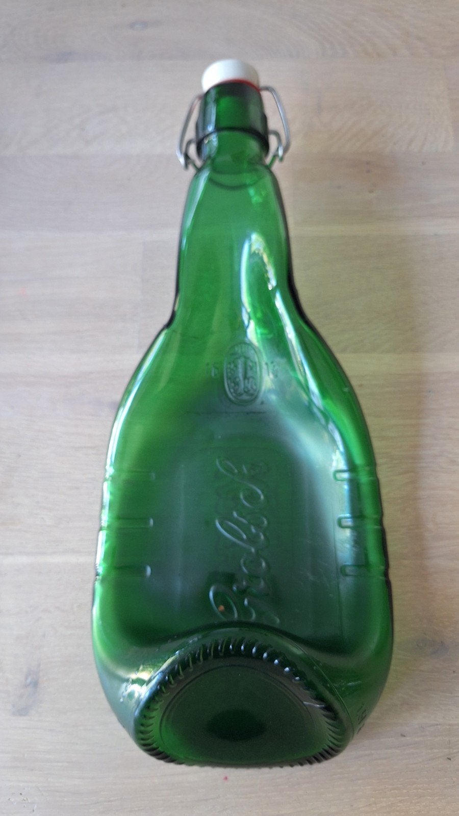 Grolsch platte 1,5 L beugelfles borrelplank, Ophalen
