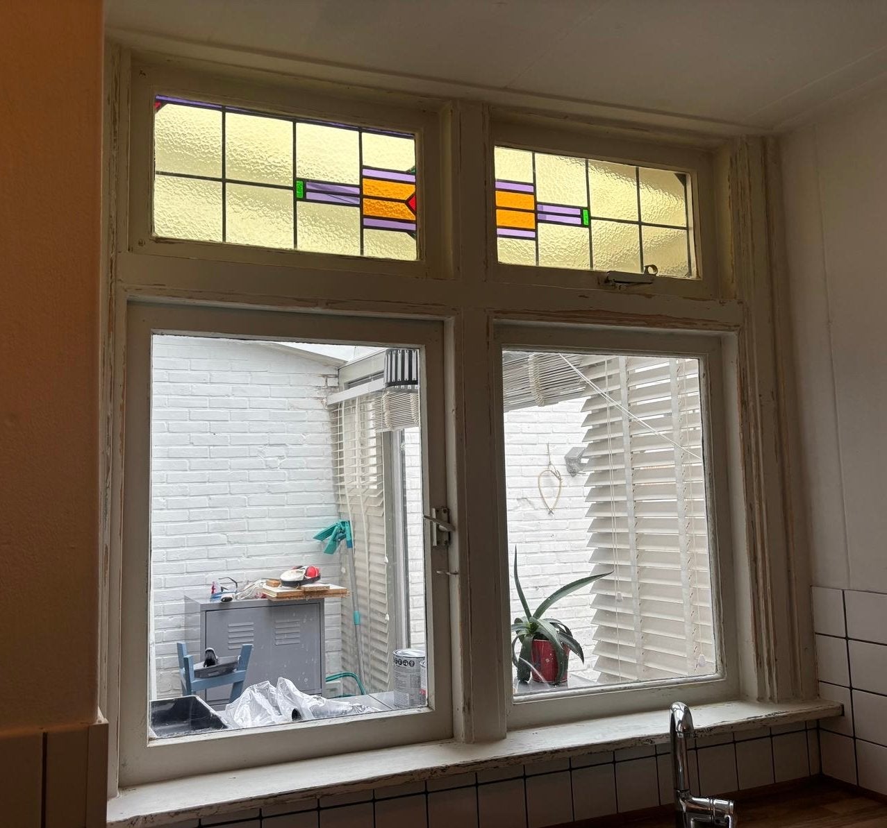 Set van 2 glas-in-lood ramen, Ophalen, Gevelraam of Ruit, Gebruikt, 80 tot 120 cm