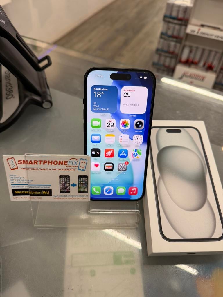 iphone 15 128gb black nieuw+1 jaar apple garantie, Apple, Apple, Overige typen, Ophalen of Verzenden