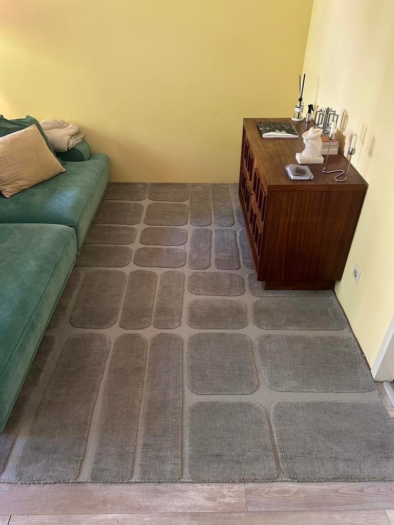 Japandi Bermuda Vloerkleed 100% Wol 190x290cm, Ophalen, 200 cm of meer, Zo goed als nieuw, Grijs