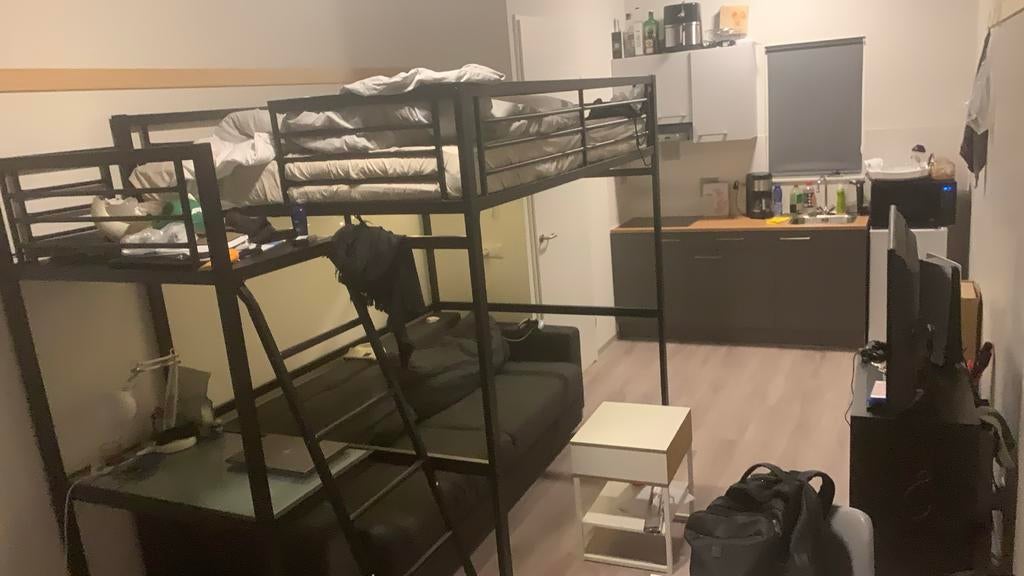 Gratis: Stalen Loftbed 140x200 - Perfecte staat, Huis en Inrichting, Ophalen, Gebruikt, Tweepersoons, 140 cm