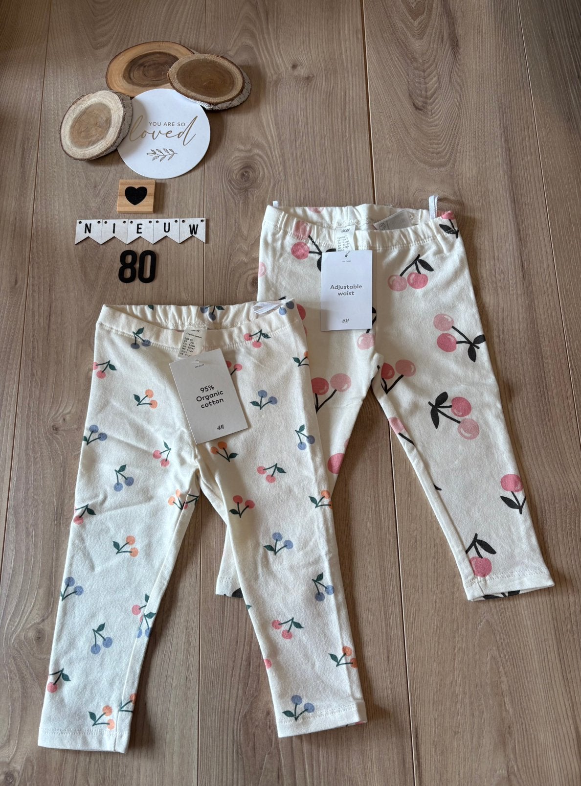 Baby meisje h&m setje broekjes/legging 2x wit/crème maat 80, Ophalen of Verzenden, Nieuw, Meisje, Broekje