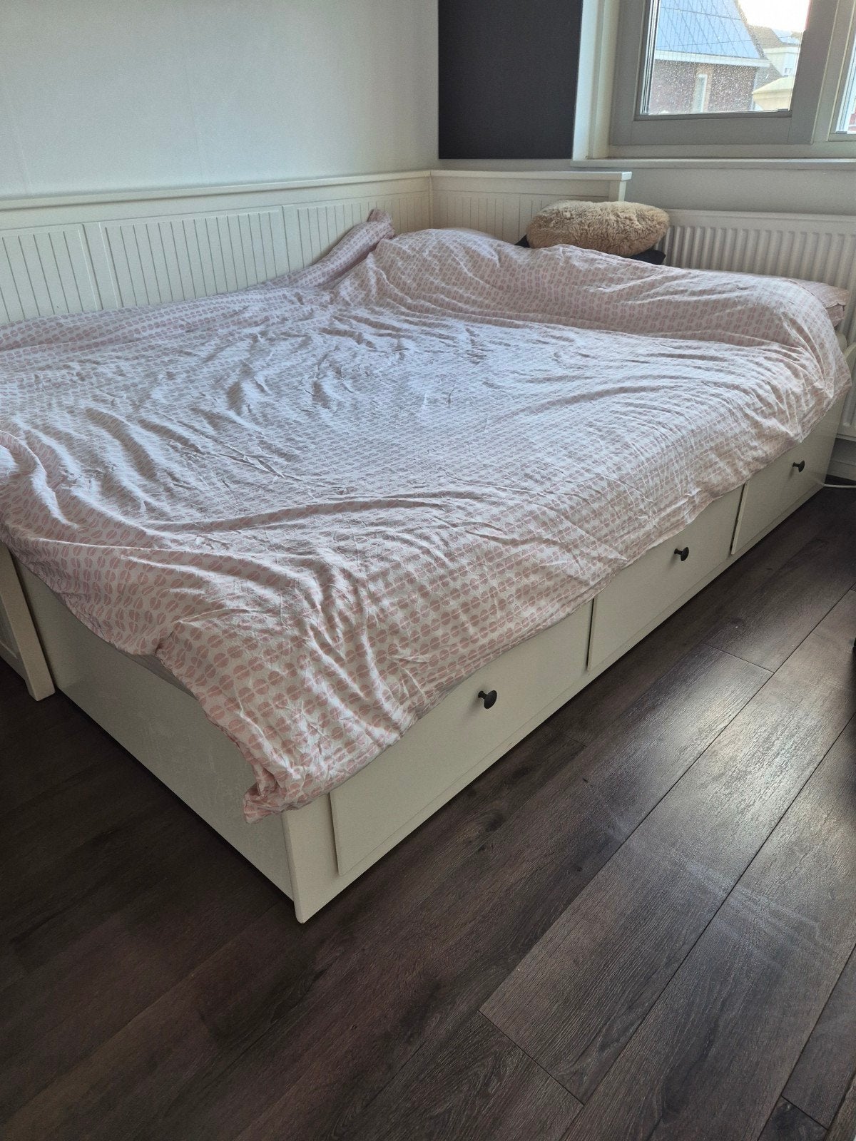 Ikea Hemnes bedbank compleet!, Wit, Tweepersoons, Ophalen of Verzenden, 200 cm