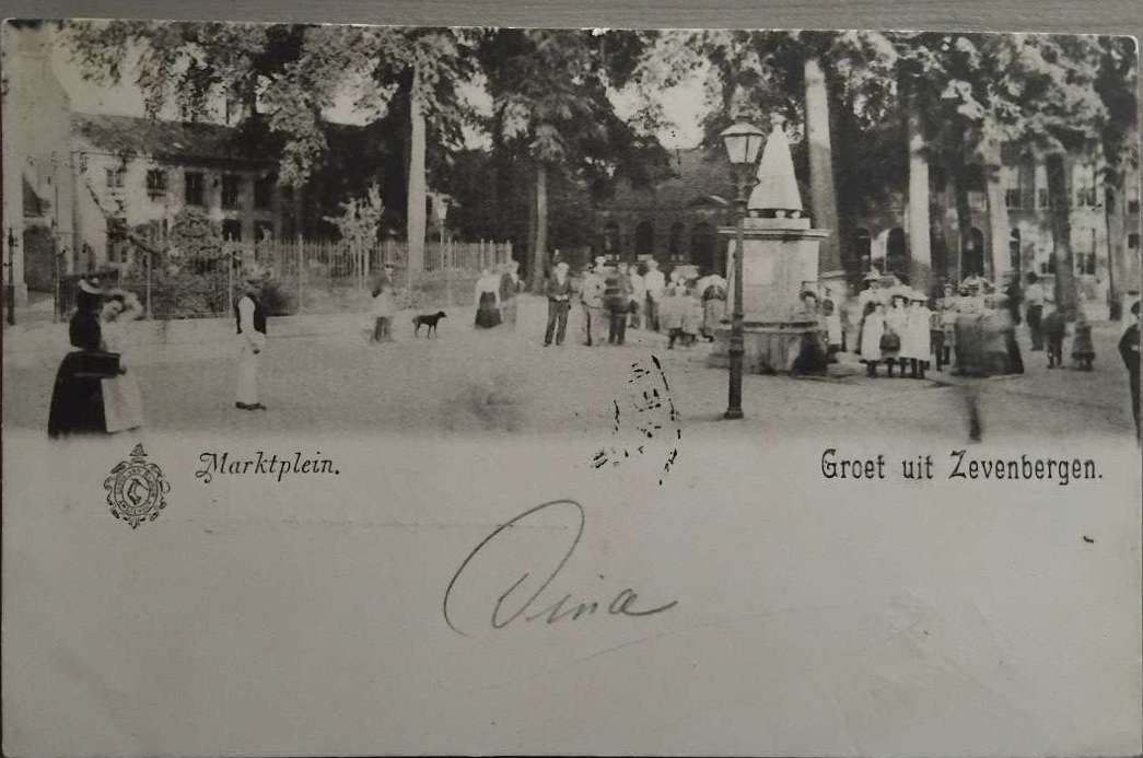 Zevenbergen (Marktplein) – Gelopen in 1901 (Noord-Brabant), Ophalen of Verzenden, Voor 1920, Gelopen, Noord-Brabant