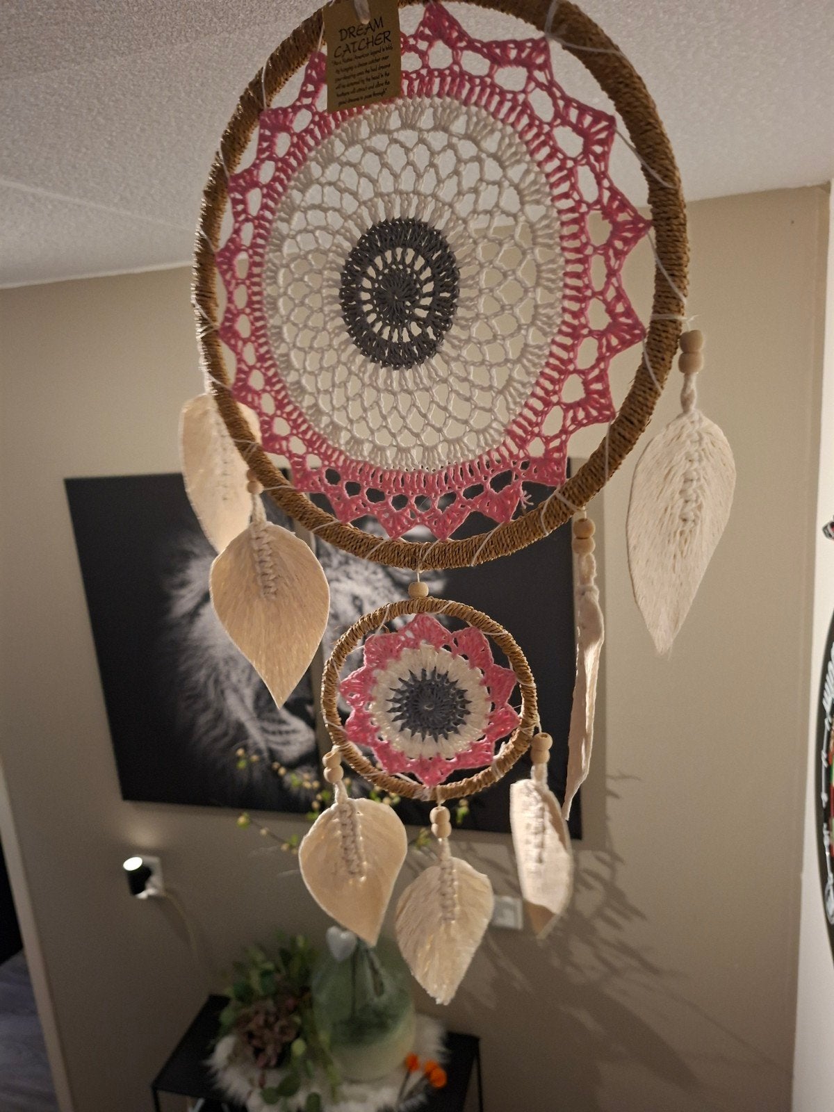 Dromenvanger met roze en witte details, Huis en Inrichting, Meerkleurig, Boho, Nieuw, Ophalen of Verzenden