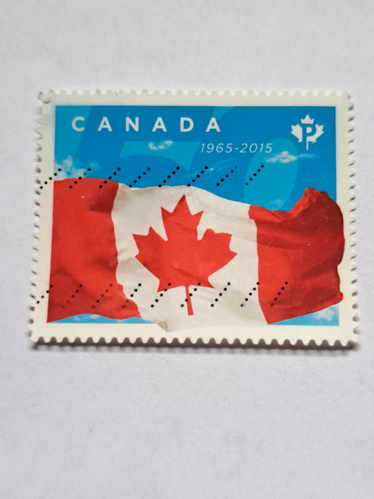 Canada Postzegel 1965-2015 Canadese Vlag-voor sam 0.15, Ophalen of Verzenden, Gestempeld
