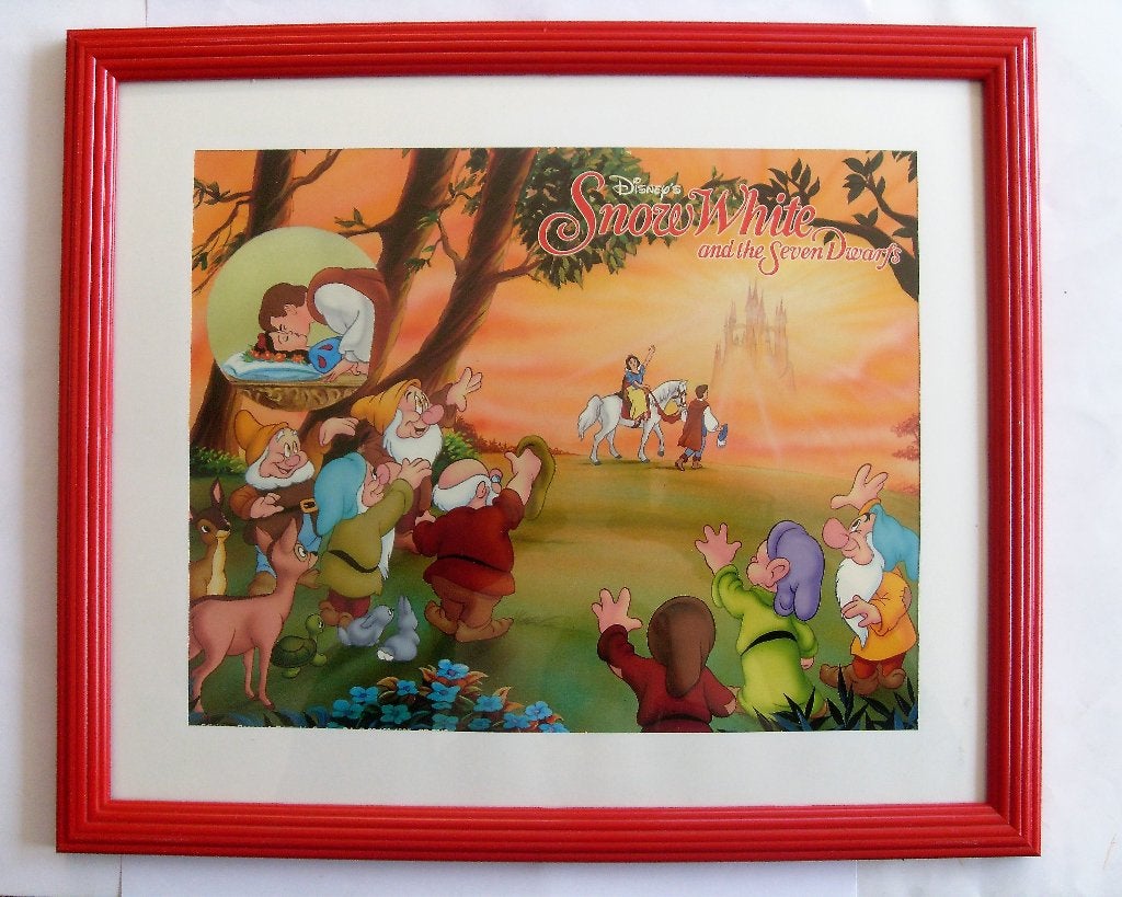 Sneeuwwitje En De Zeven Dwergen Poster in Lijst Walt Disney, Ophalen of Verzenden, Sneeuwwitje of Doornroosje, Zo goed als nieuw