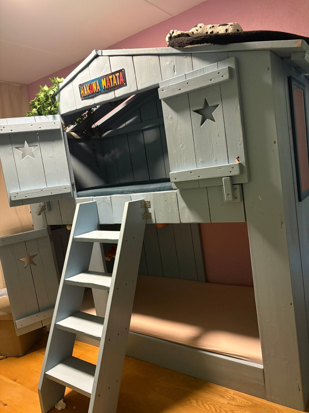 Boomhut stapelbed, eventueel met matrassen, Huis en Inrichting, Ophalen, Gebruikt, 90 cm, 160 tot 180 cm