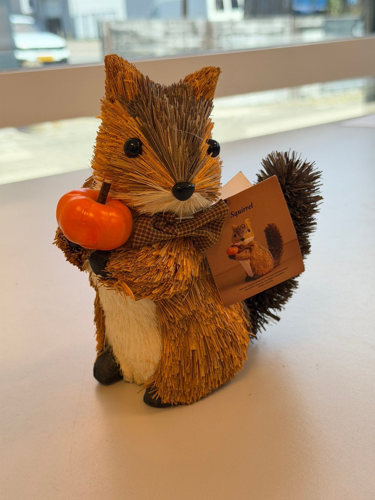 Stro Eekhoorn met Pompoen 20 cm Herfst decoratie najaar, Ophalen of Verzenden, Nieuw, Dier