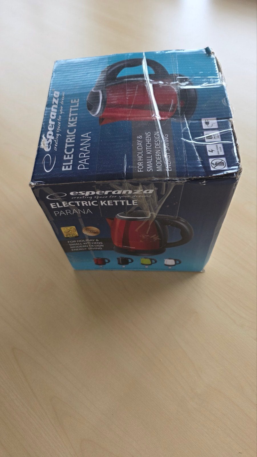 Esperanza Parana Elektrische Waterkoker - Rood, 1 tot 2 liter, Ophalen of Verzenden, Nieuw, Rvs