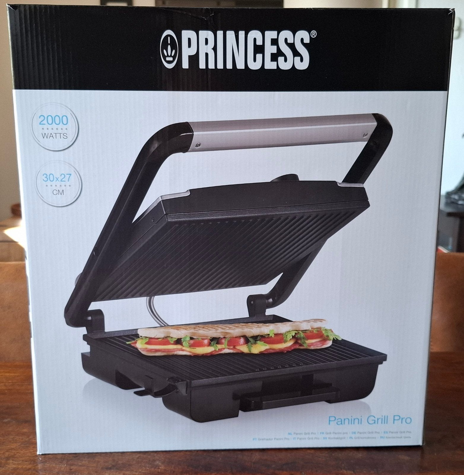 Princess Panini Grill Pro - 2000W RVS - nieuw in doos, Ophalen of Verzenden, Nieuw
