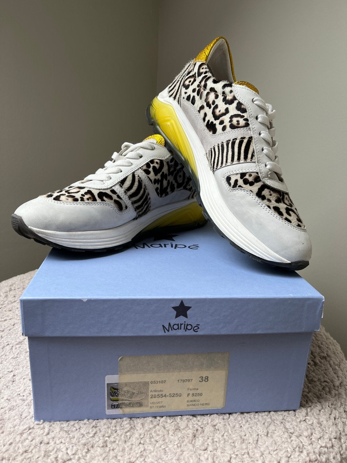 Maripé sneakers geheel leer zebra panter print, Overige kleuren, Ophalen of Verzenden, Sneakers of Gympen, Zo goed als nieuw