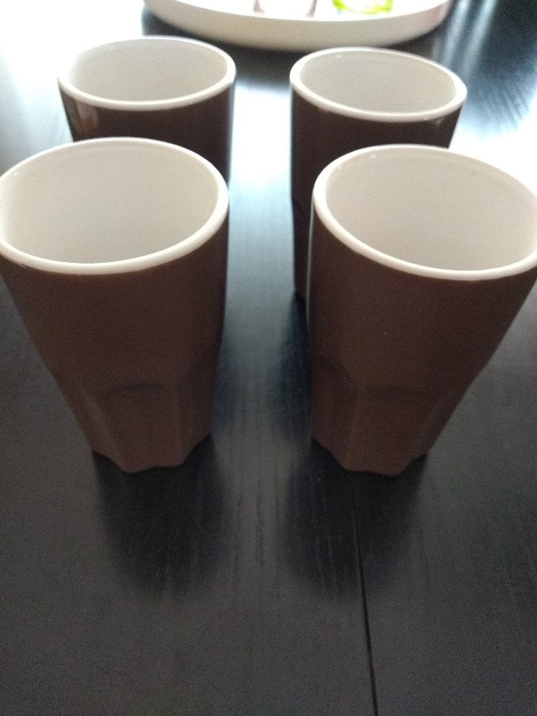 Drinkbekers 4 stuks mocca/bruin kleurig, Overige typen, Nieuw, Ophalen of Verzenden, Overige stijlen