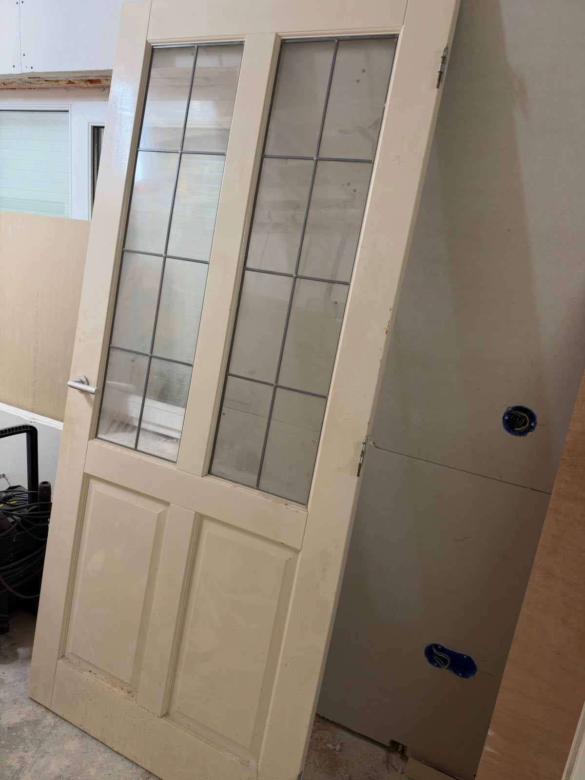 Hard houten deuren met mdf top laag  glas in lood, Binnendeur, Ophalen of Verzenden, 200 tot 215 cm, Glas