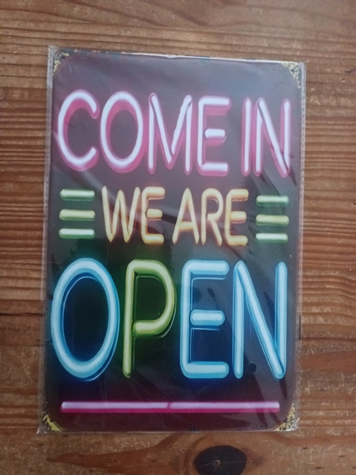 Neon 'Come In We Are Open' metalen bord, Ophalen of Verzenden, Nieuw
