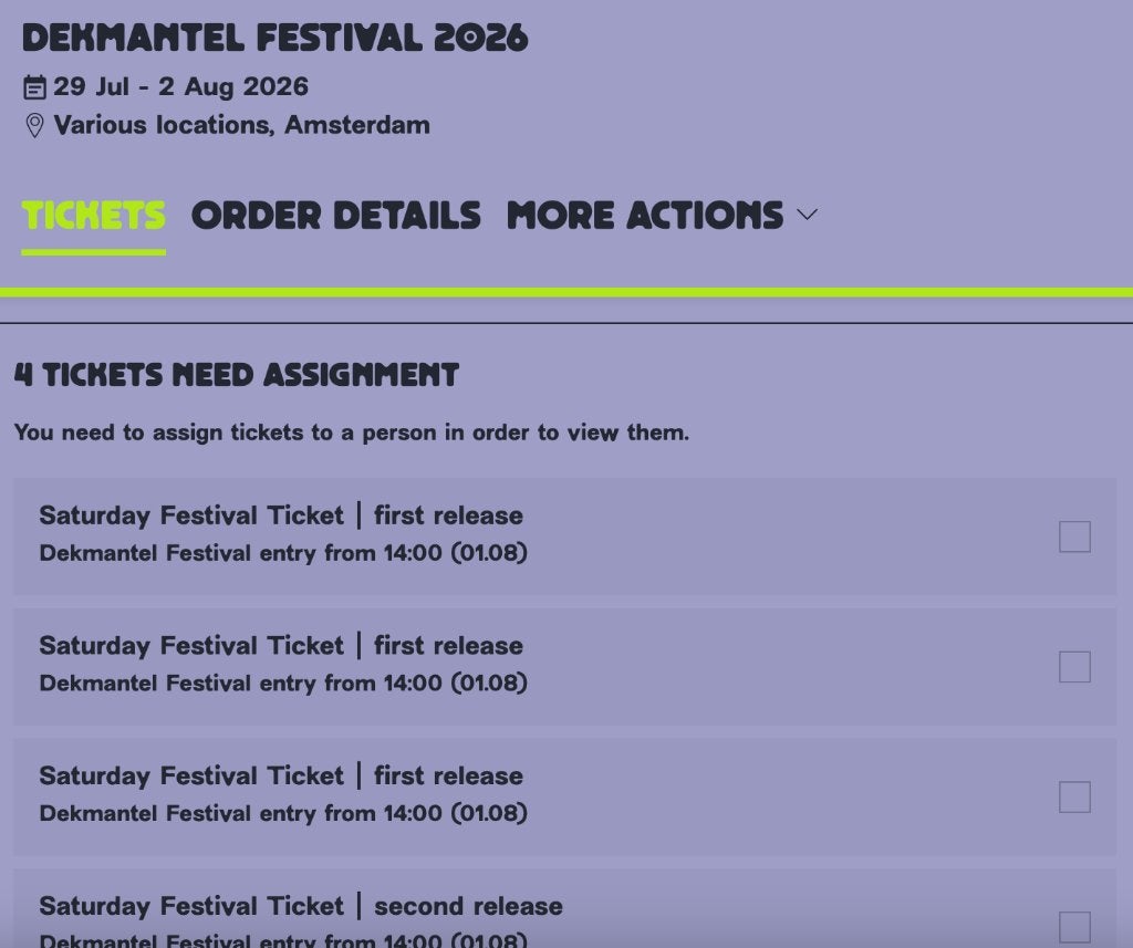 5 tickets te koop Dekmantel Festival zaterdag 1 augustus, Tickets en Kaartjes, Evenementen en Festivals, Drie personen of meer