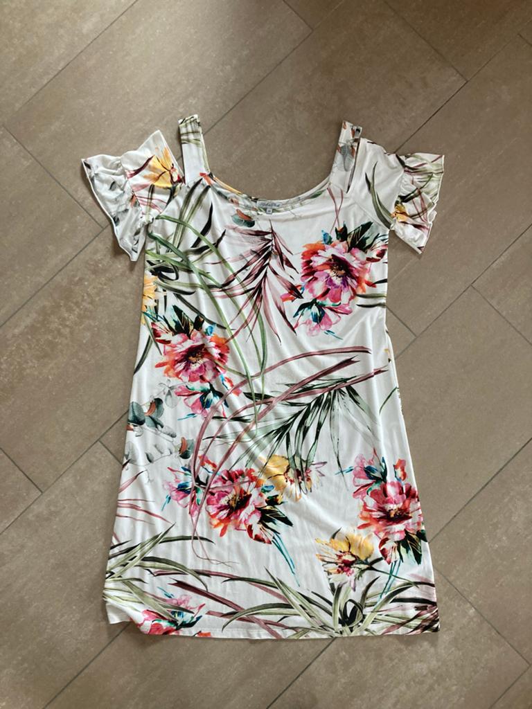 Off shoulder jurk Sophia Perla, viscose, maat 42, Wit, Maat 42/44 (L), Ophalen of Verzenden, Zo goed als nieuw