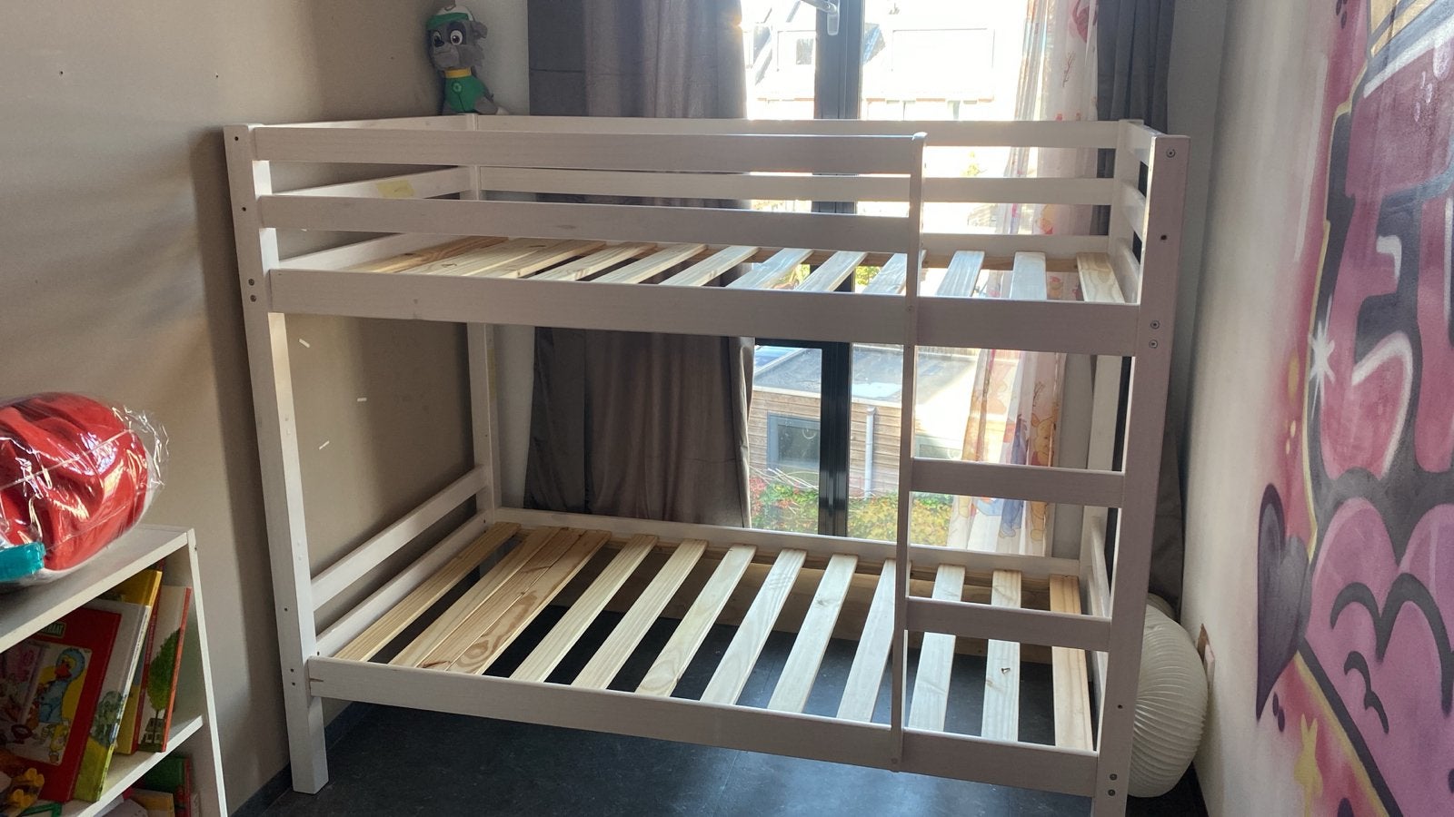 Wit Stapelbed - Lengte 170, Breedte 90, Hoogte 140, Gebruikt, 90 cm, Tweepersoons, Minder dan 160 cm