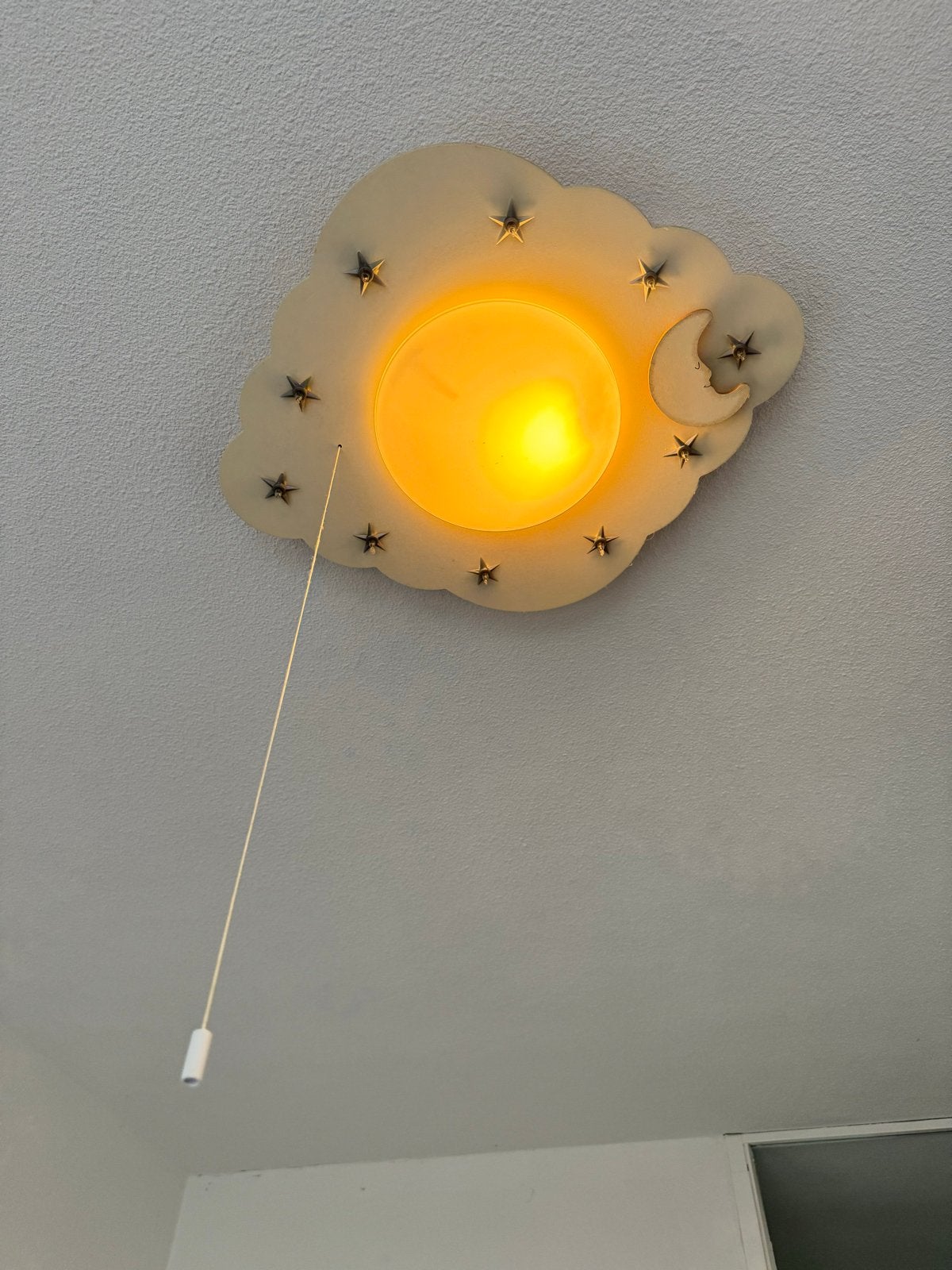Plafondlamp wolk met sterren en maan, Ophalen, Kunststof, Gebruikt, Wit