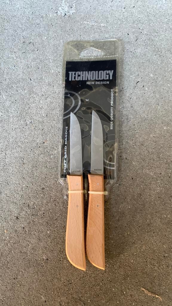 Partij schilmessen met houten heft 320x, Ophalen, Nieuw, Rvs of Chroom, Los bestek