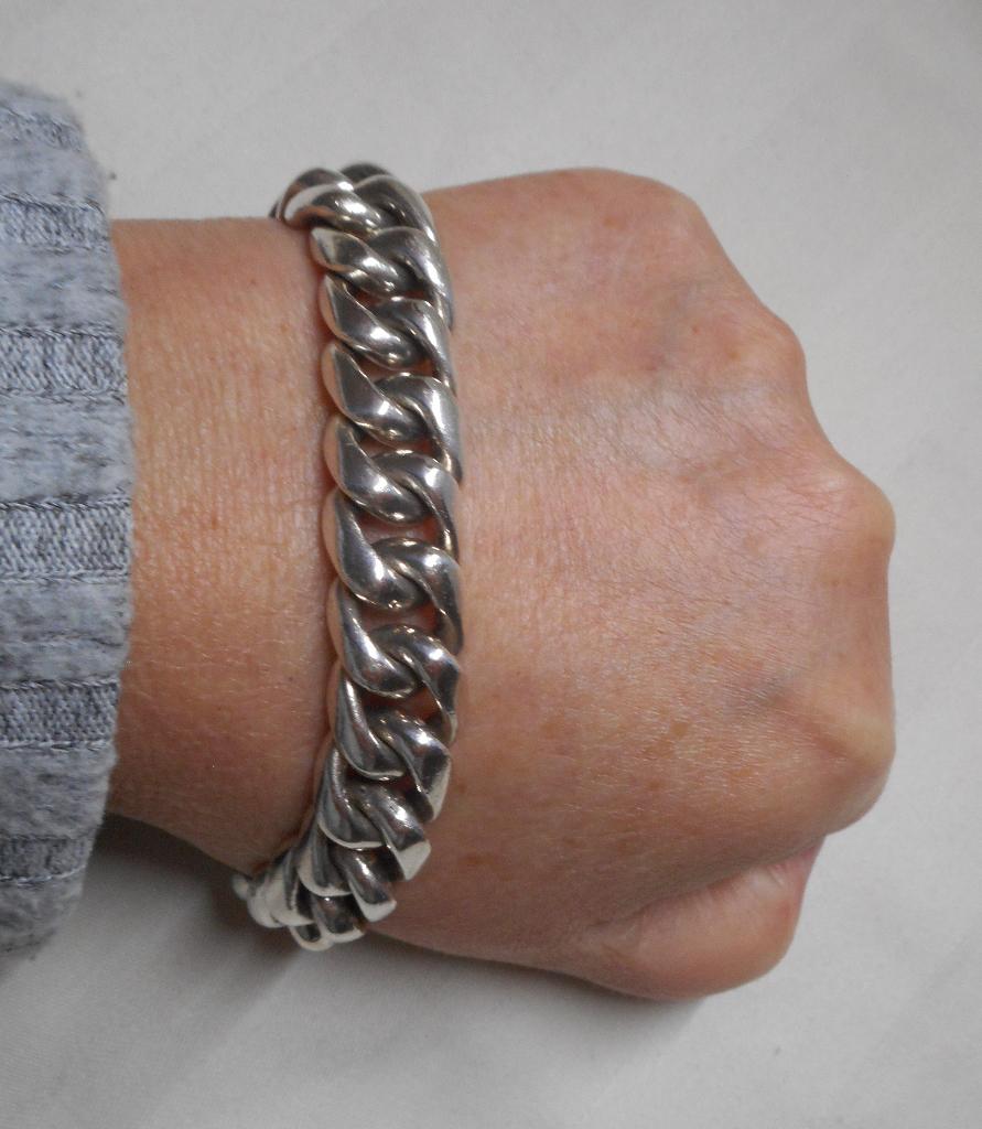 Zilveren massieve zware schakel armband nr.879