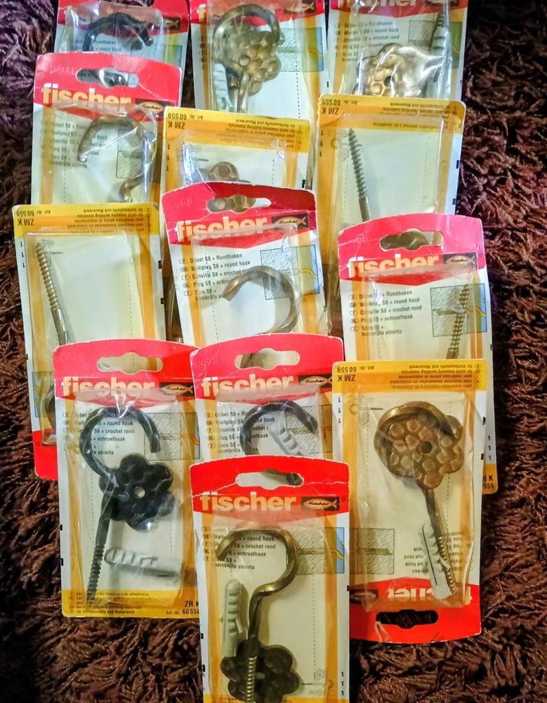 Fischer koperen ophanghaken met rozet 13 stuks, Ophalen of Verzenden, Nieuw, Koper of Messing, Slot