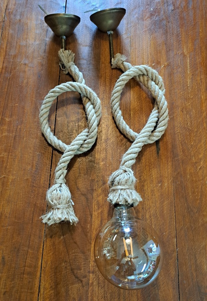 Partij winkel / markthandel nautische scheepstouw hanglampen, Ophalen