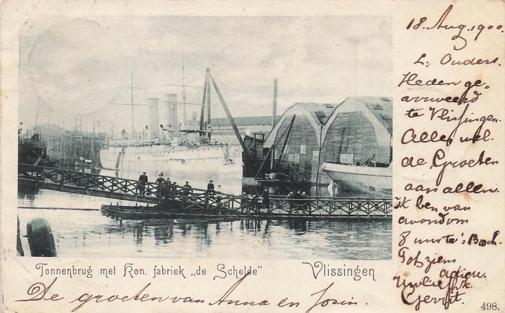 JO708 Vlissingen Tonnenbrug bij de Schelde 1900, Verzamelen, Verzenden, Voor 1920, Gelopen, Zeeland