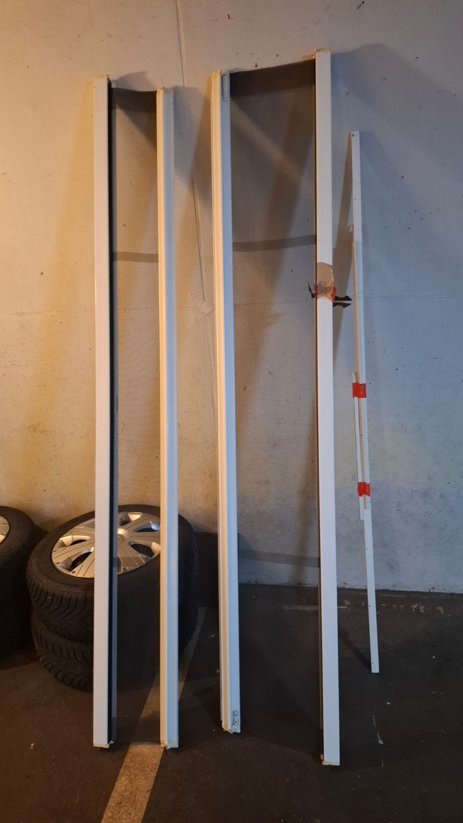 Dubbele inschuifbare hordeur - 210 cm hoog - Antraciet, Ophalen, Gebruikt, Hordeur, Schuifdeur