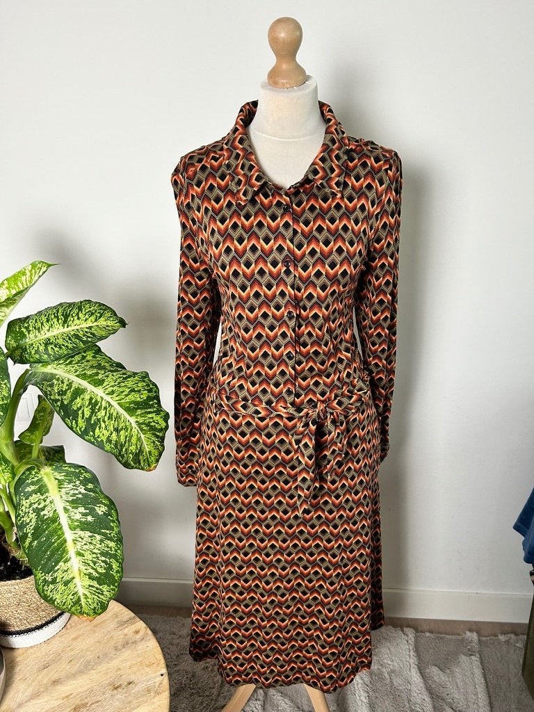 King Louie maat XXL geruite retro Sheeva dress 3602, Maat 46/48 (XL) of groter, Oranje, Ophalen of Verzenden, Zo goed als nieuw