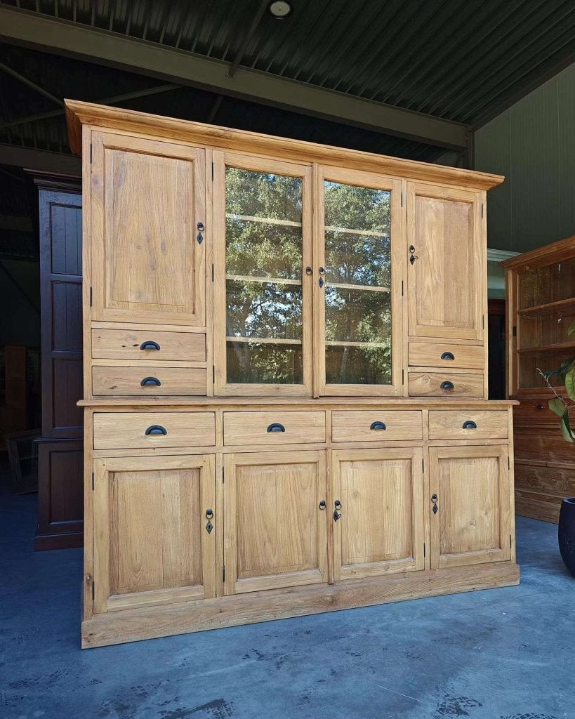 Grote teakhouten buffetkast | Teak Servieskast  #3283, -, 200 cm of meer, -, Met lade(s)