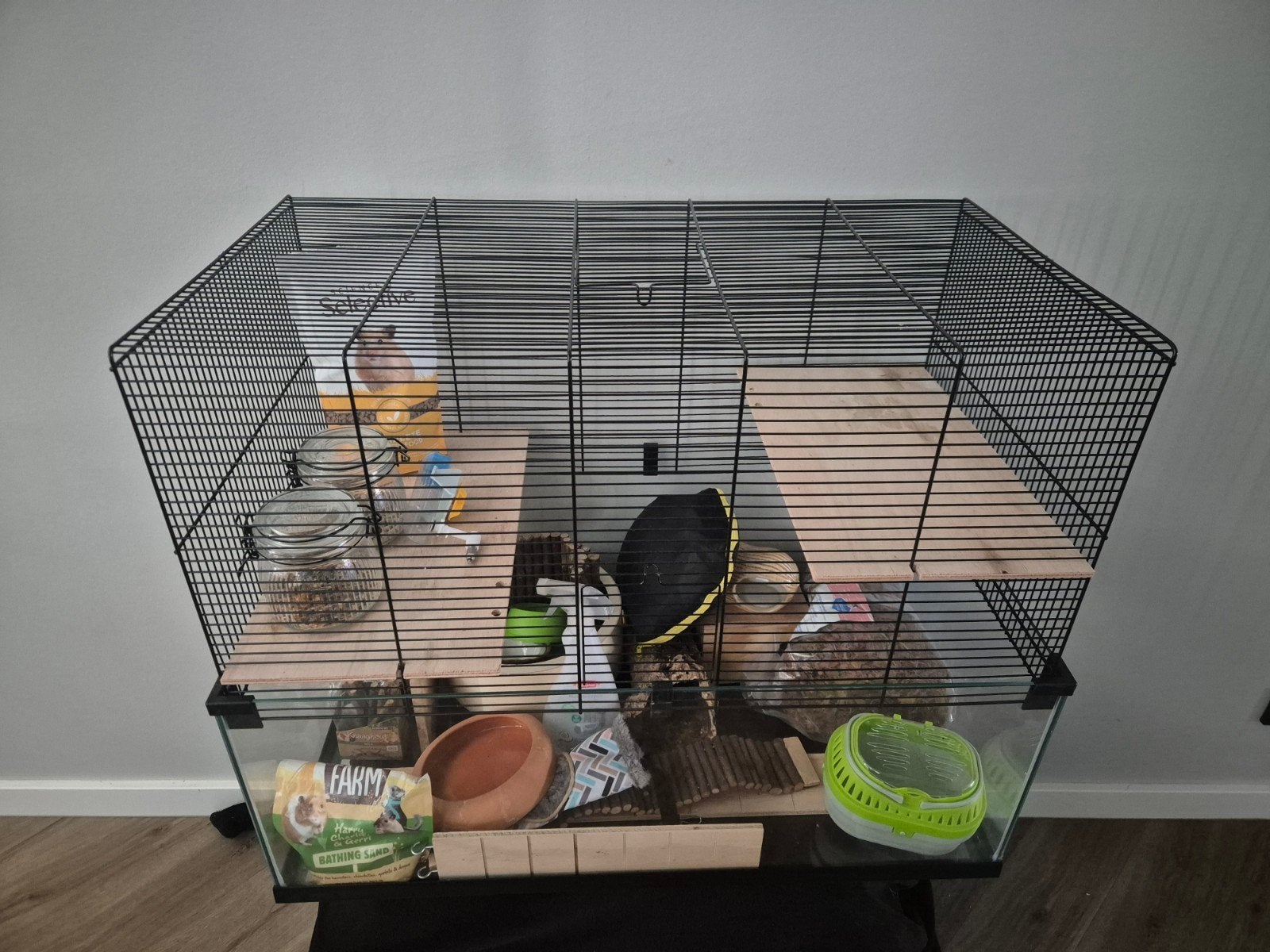 Hamsterkooi met accessoires, Ophalen, Kooi, 60 tot 90 cm, Zo goed als nieuw