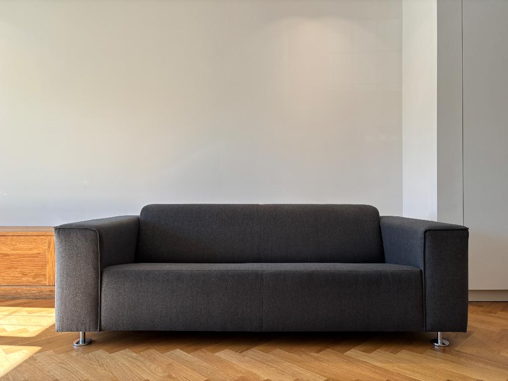 Antraciet 2,5-zits bank Hulshoff, Ophalen, Gebruikt, Driepersoons, 75 tot 100 cm