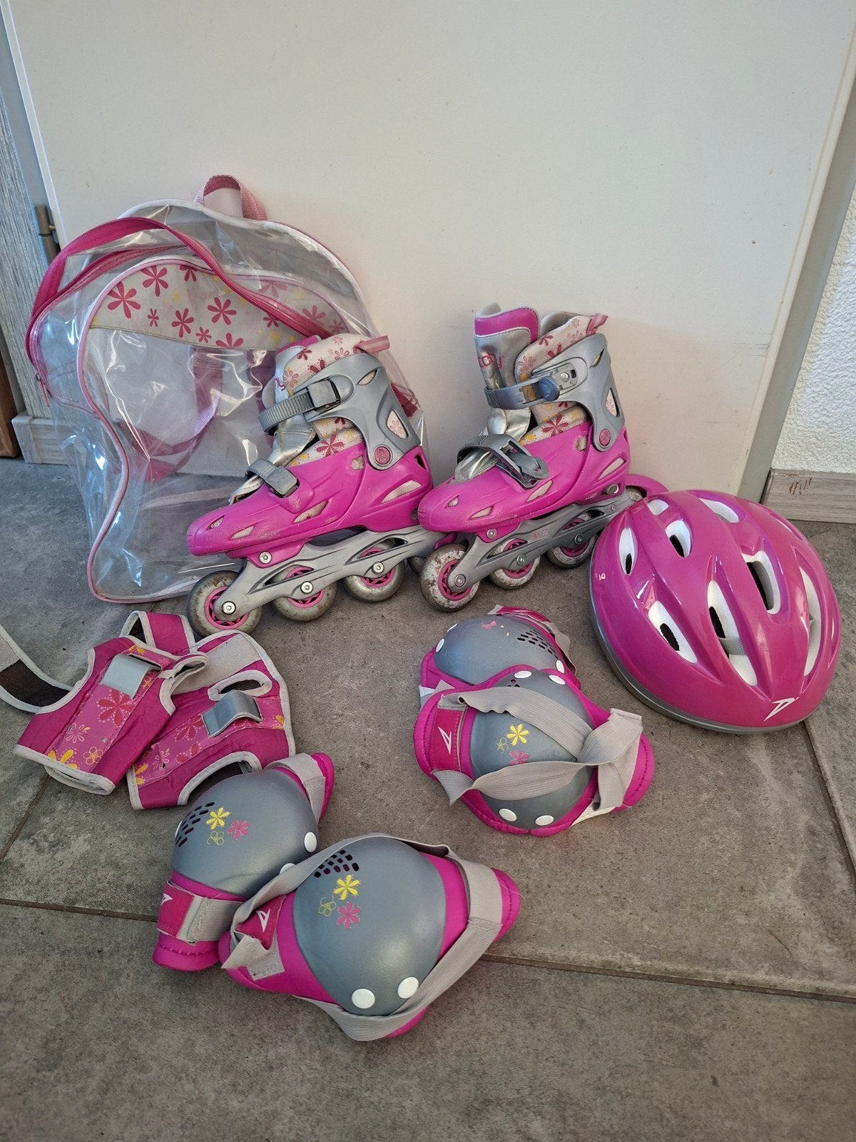 Dutchy verstelbare rose skeelers (33-36) met complete besche, Kinderen, Inline skates 4 wielen, Ophalen, Overige merken