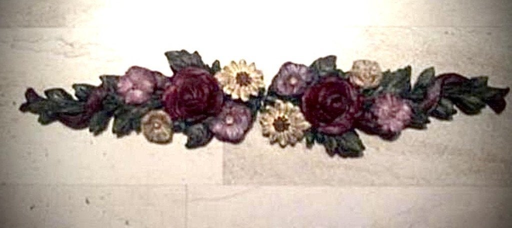 Nr4) bloemen ornament gips met acrylverf handmade, Antiek en Kunst, Curiosa en Brocante, Ophalen of Verzenden