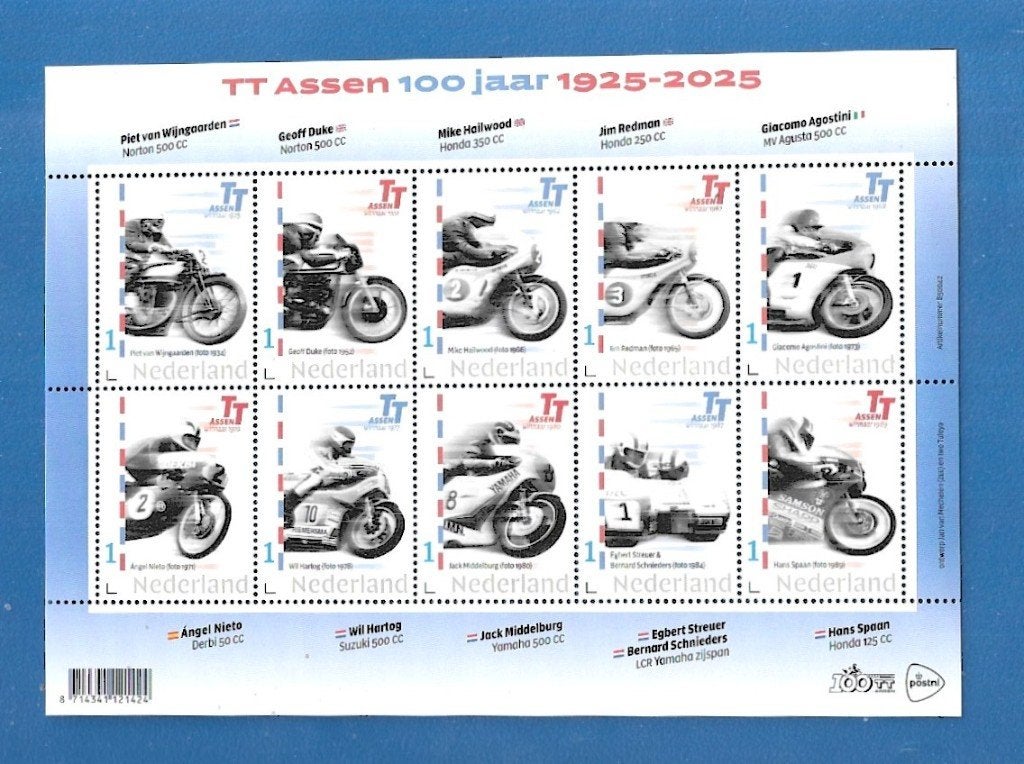 NVPH V3642P TT Assen 100 jaar (postzegelvel), Verzenden, Na 1940, Postfris