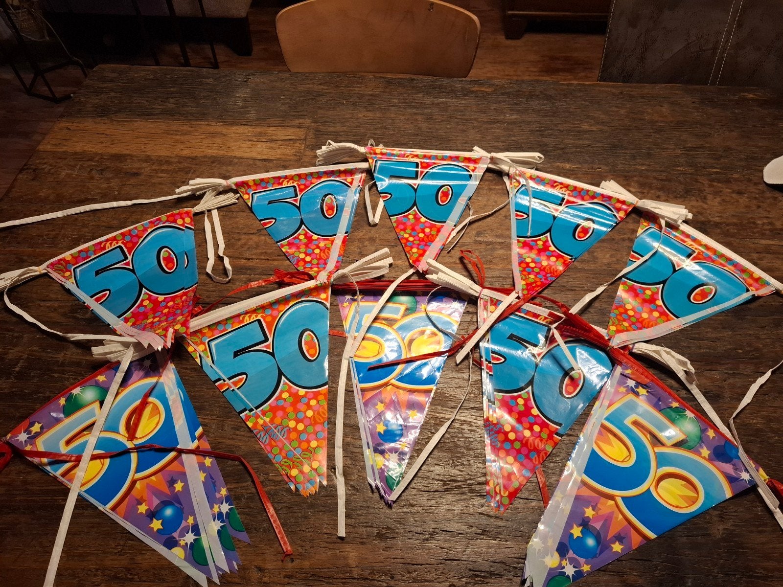 10 Slingers '50 jaar' - Gratis bij aankoop, Hobby en Vrije tijd, Ophalen, Gebruikt, Versiering, Verjaardag