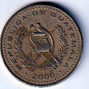 1  quetzal  2000  Guatemala. km. 284, Ophalen of Verzenden, Midden-Amerika, Losse munt