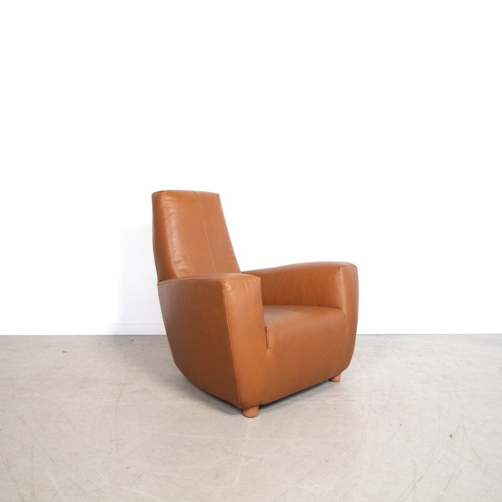 Label Longa Fauteuil Cognac Leer