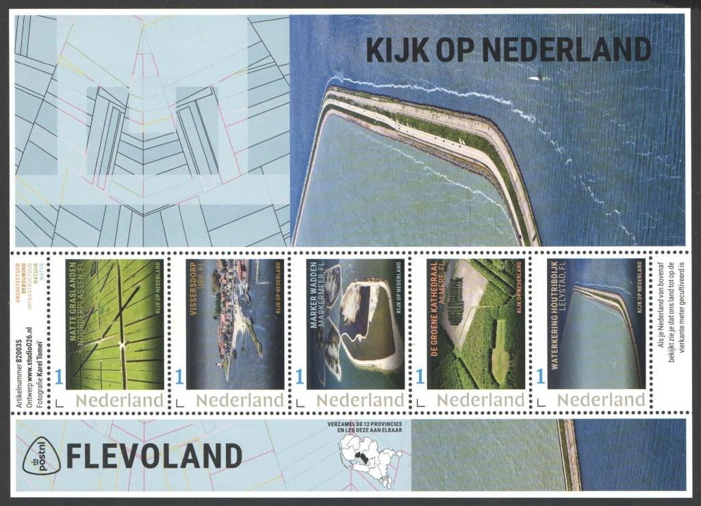 Postzegels Kijk op Nederland: Flevoland, Postzegels en Munten, Postzegels | Nederland, Ophalen of Verzenden, Na 1940, Postfris