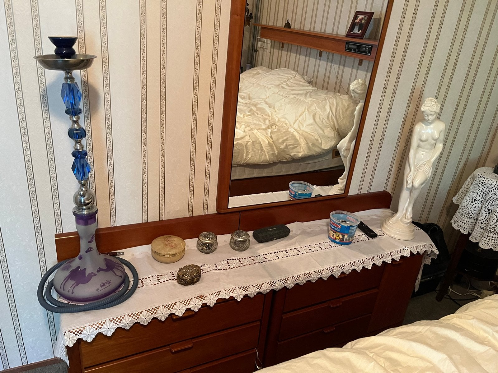 Complete kersenhouten slaapkamer set - Goede staat, Huis en Inrichting, Slaapkamer | Bedden, Ophalen, Gebruikt, Bruin, 210 cm