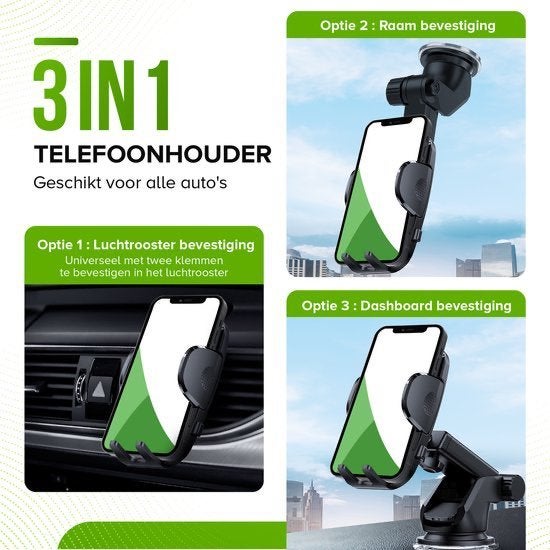 Telefoonhouder Auto met Extra Sterke Zuignap (3-in-1), Telecommunicatie, Verzenden, Nieuw, Auto