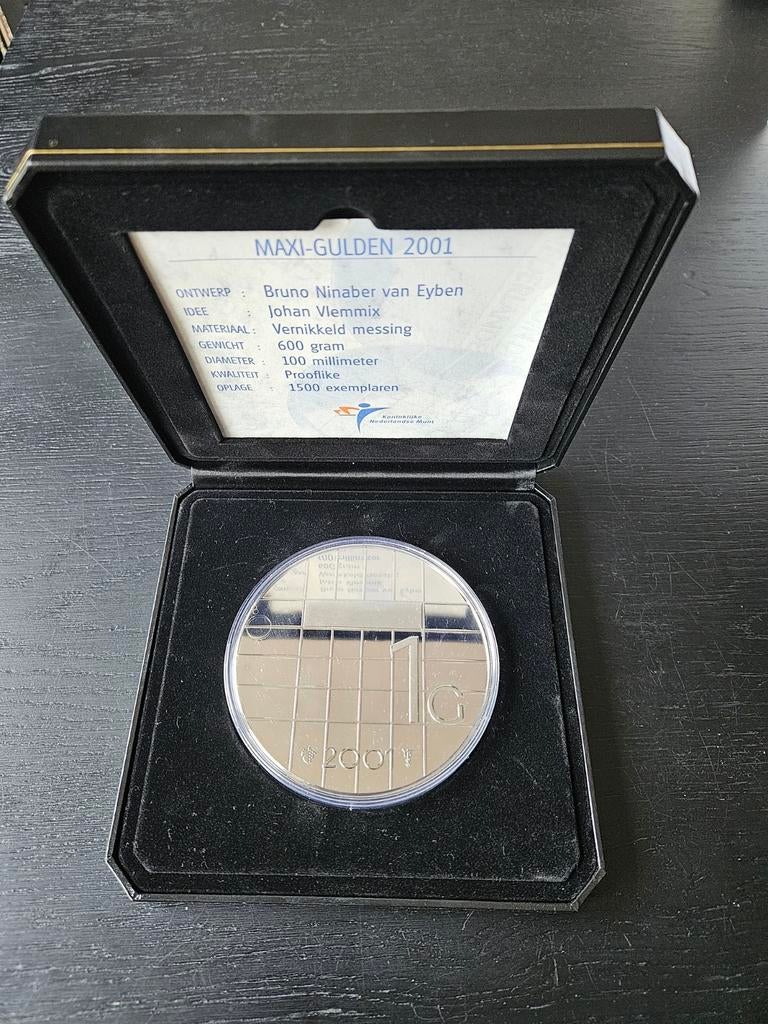 Maxi-Gulden 2001 - Vernikkeld Messing - 600 gram, Ophalen, Koningin Beatrix, 1 gulden, Losse munt