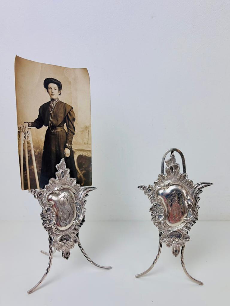 Verzilverde fotolijst / fotohouder in rococo stijl, ca. 1900, Ophalen of Verzenden