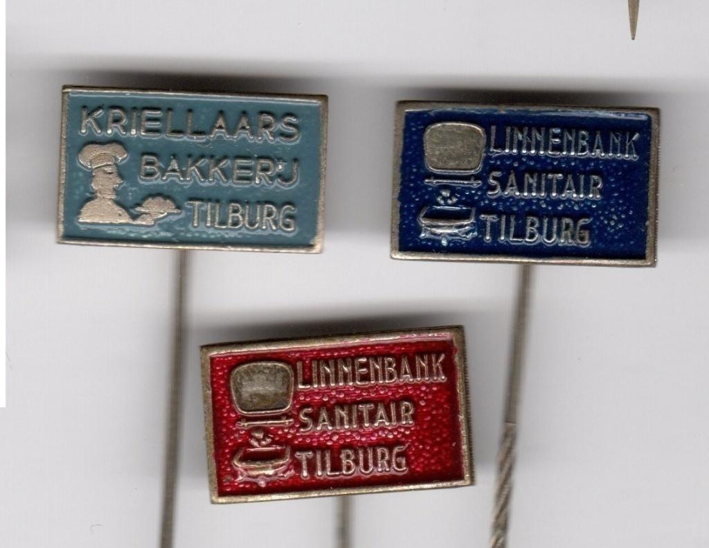 3 speldjes kriellaars bakkerij linnenbank sanitair tilburg, Ophalen of Verzenden, Gebruikt, Overige onderwerpen