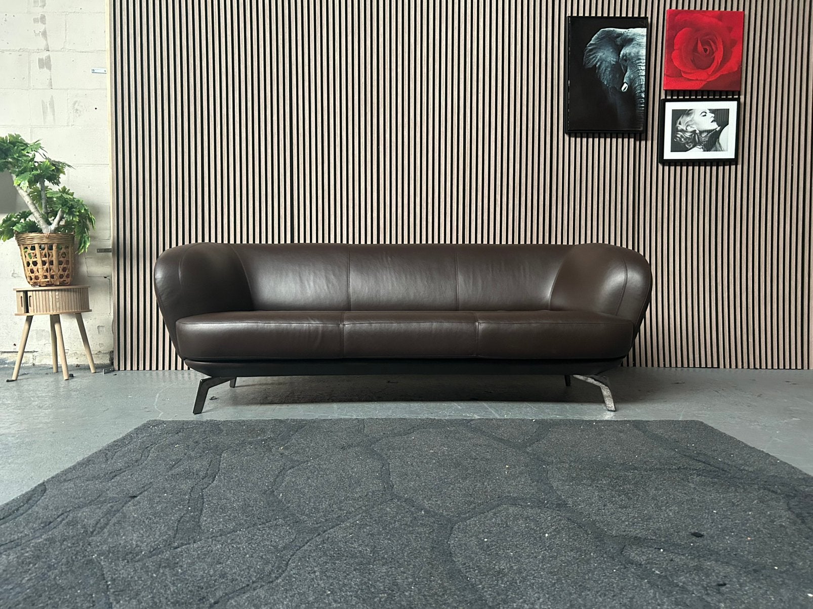 GRATIS LEVERING Leolux Flint Bank Leer 218X95 GEREINIGD, Leolux flint, Driepersoons, Ophalen of Verzenden, Zo goed als nieuw